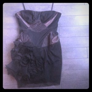 BCBG Maxazria Runway black strapless dress